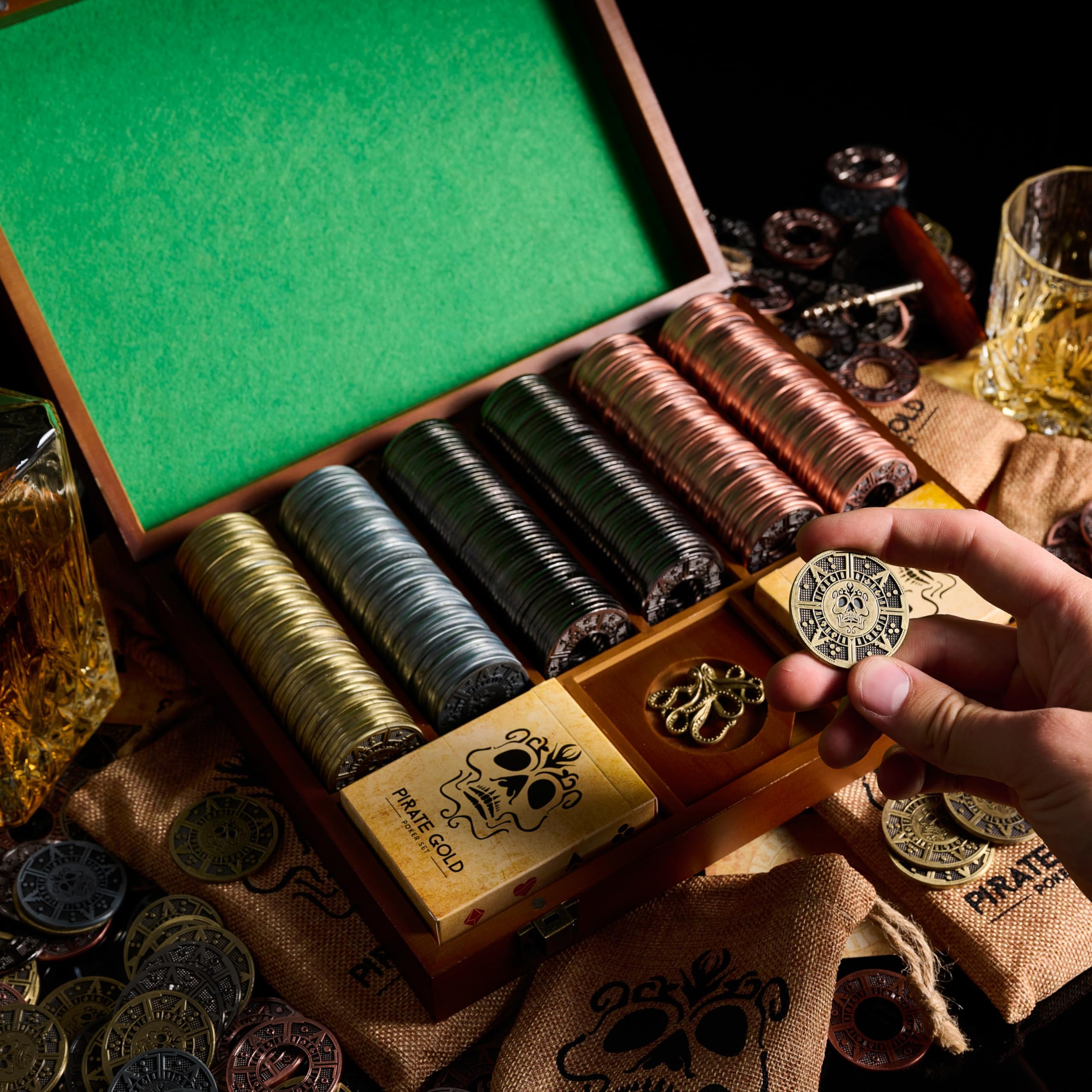 Generic Pirategold Pirate Themed Metal Poker Chip Set 300pc Texas